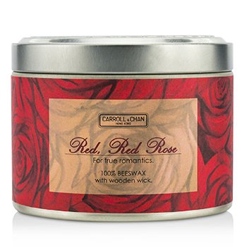 Tin Can 100% Vela de Cera de Abejas con Mecha de Madera - Red, Red Rose