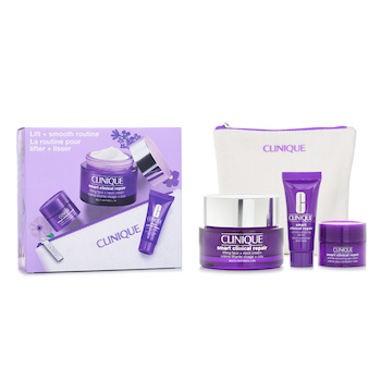 Clinique Smart Clinical Set: Crema Lifting Cara+Cuello 50ml+Sérum Corrector Arrugas 10ml+Crema Correctora Arrugas Ojos 5ml+Bolsa